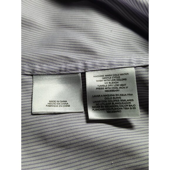 Anne Klein Top Women Purple Pinstripe Long Slv Collared Button Front 100% Cotton - Picture 8 of 9